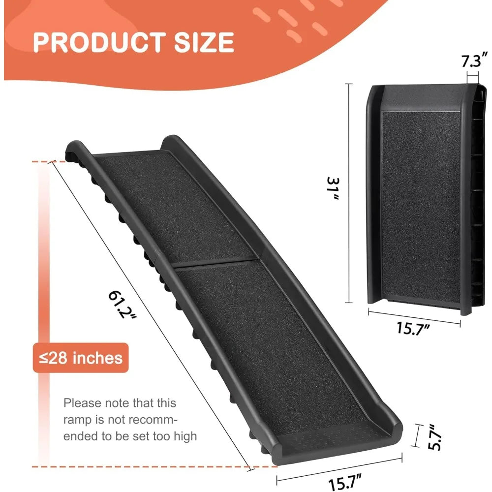 Folding Dog Ramp for Cars SUVs Non Slip Raised Rails