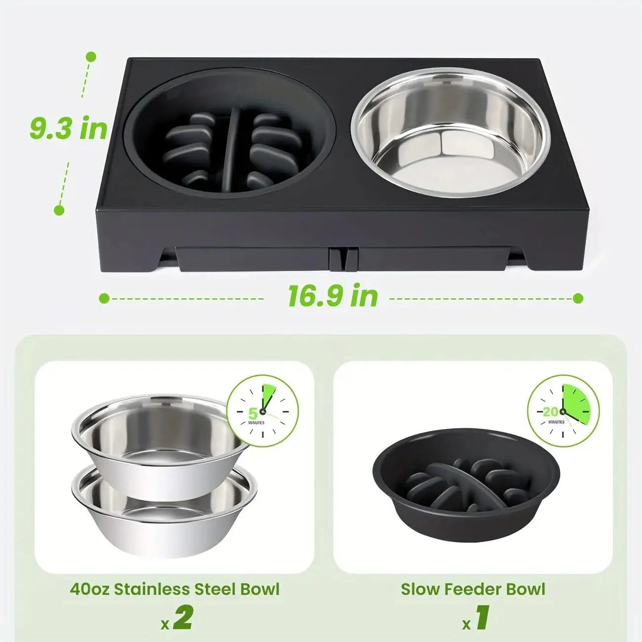 Adjustable Elevated Dog Bowls With Feeder Stand And Stainless Bowls