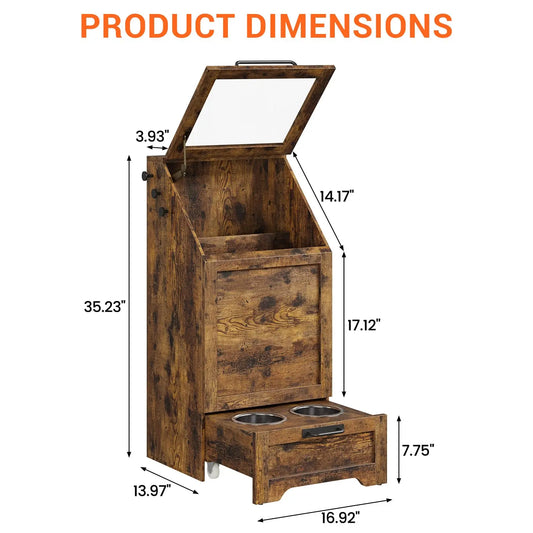 HiMISS Dog Food Storage Cabinet Flip Top And Leash Hooks