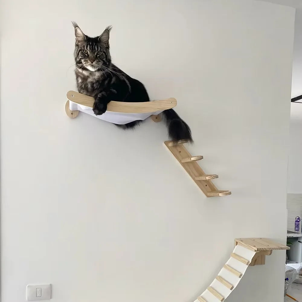 CWV Wall Mounted Cat Hammock Stairway And Sisal Scratching Shelf