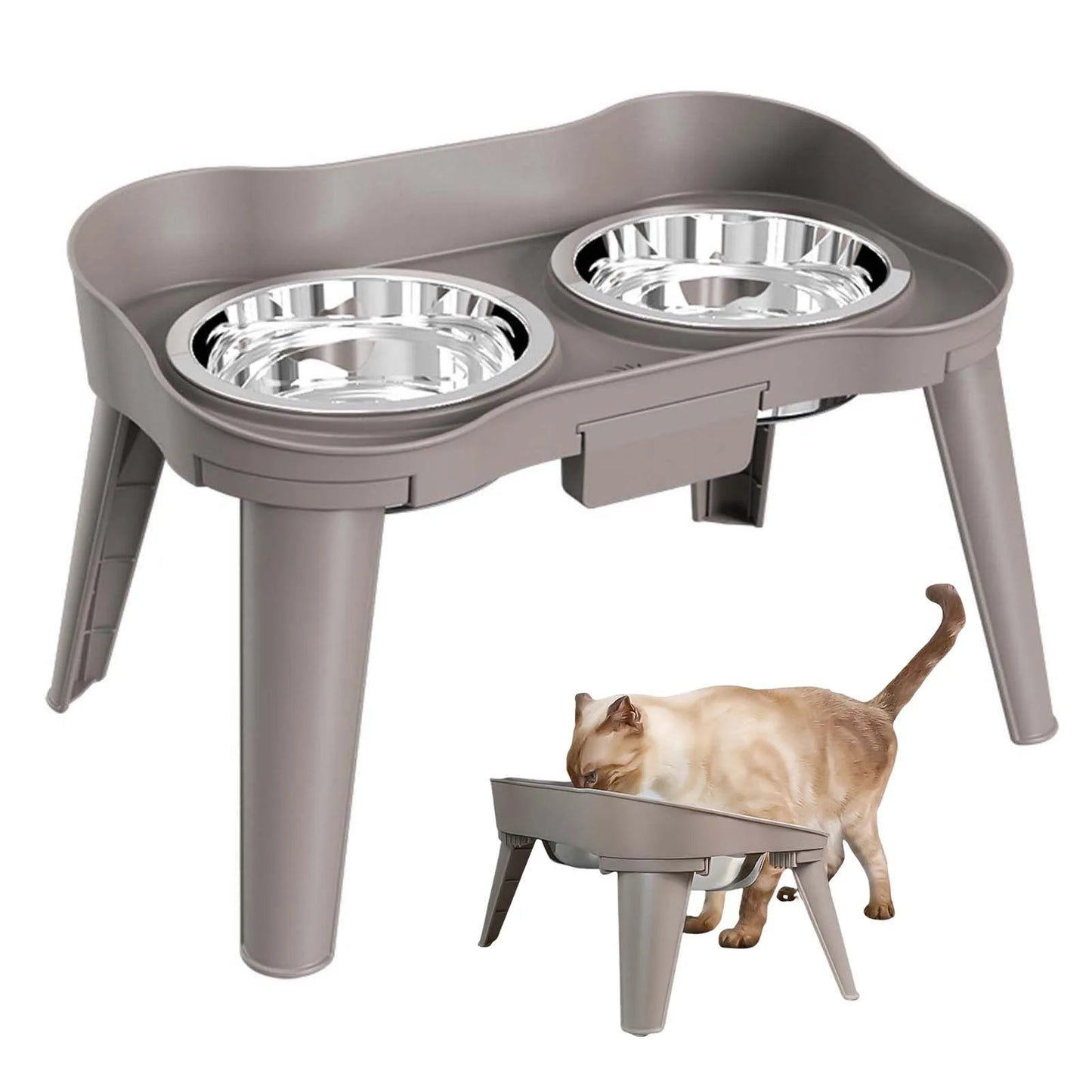 Elevated Stainless Steel Dog Feeder Bowl Non Slip No Spill