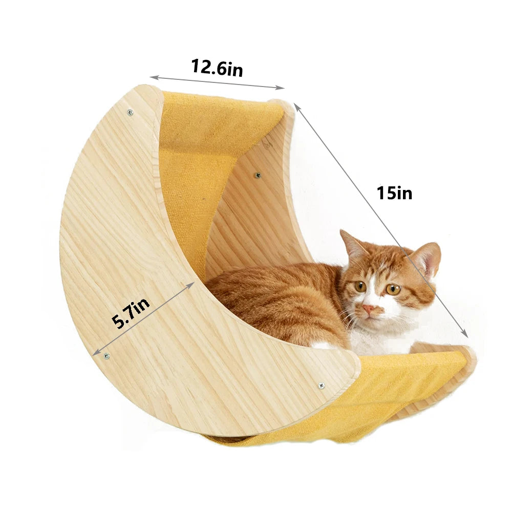 PETRAVELCN Cat Moon Shaped Wall Shelf Hammock Climbing Steps