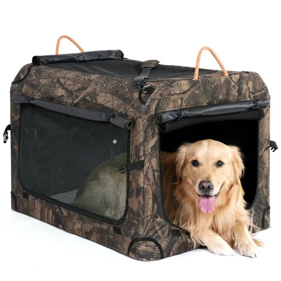 Collapsible Soft Sided Dog Crate Travel Carrier Camouflage Kennel