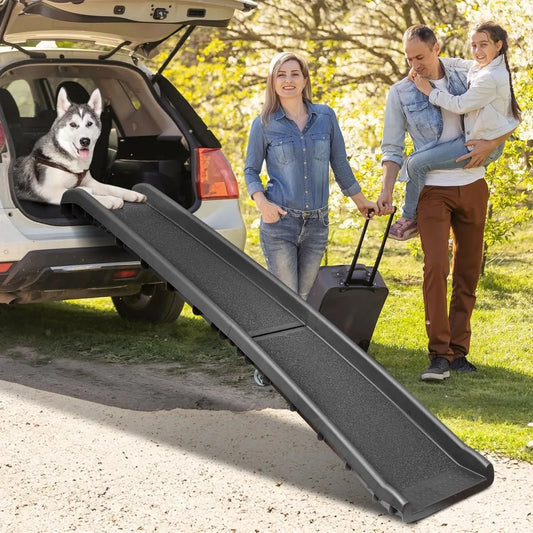 Folding Dog Ramp for Cars SUVs Non Slip Raised Rails