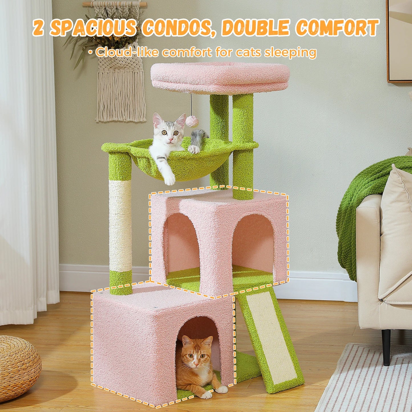 PEQULTICN Large Cat Tree For Indoor Cats Multi Level Tower