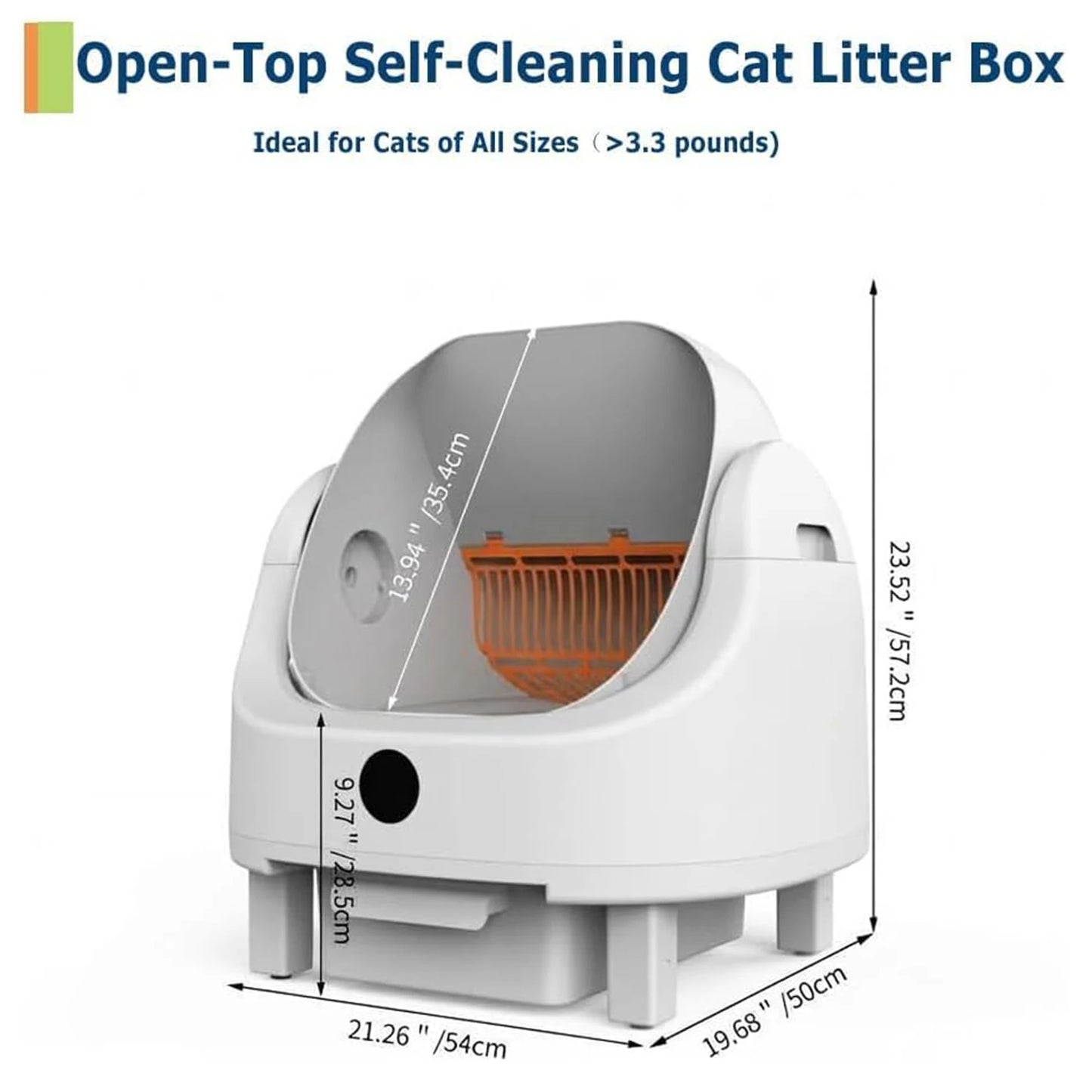 Acekool Open Top Self Cleaning Cat Litter Box With App