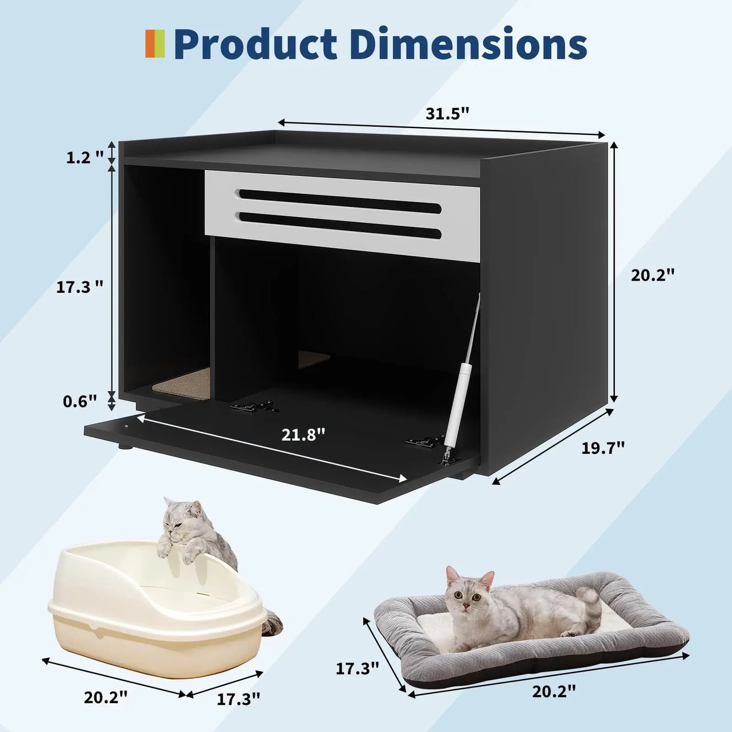 Studyset Cat Litter Box Furniture With Flip Down Door
