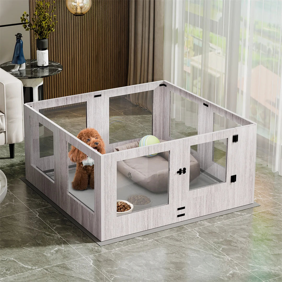 High-concerned Tempered Glass Pet Whelping Box With Pad
