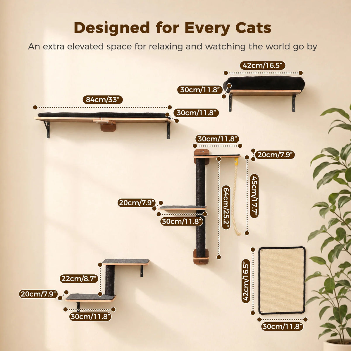 PAWZ Road Wooden Cat Wall Climbing Furniture With Scratching Posts