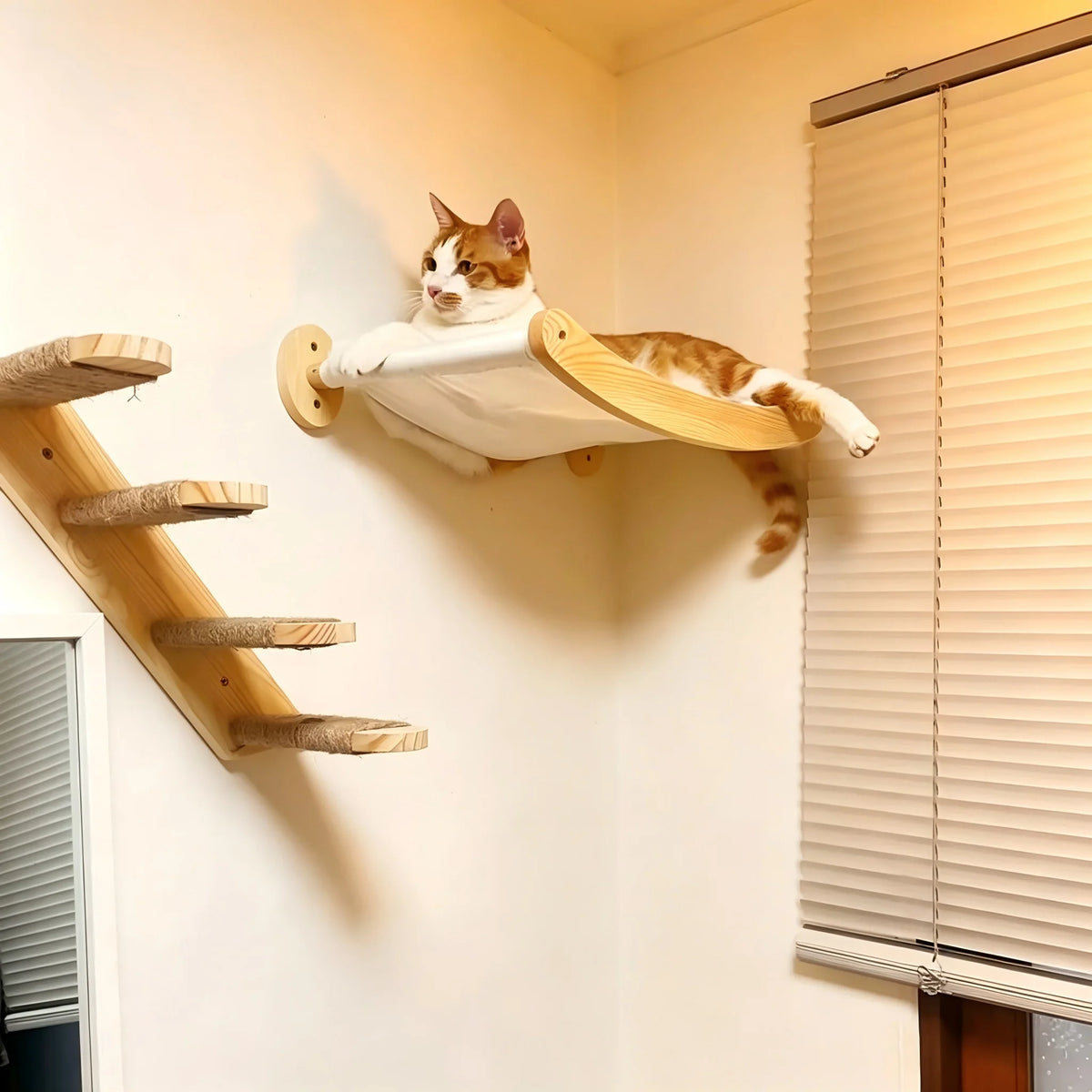 CWV Wall Mounted Cat Hammock Stairway And Sisal Scratching Shelf