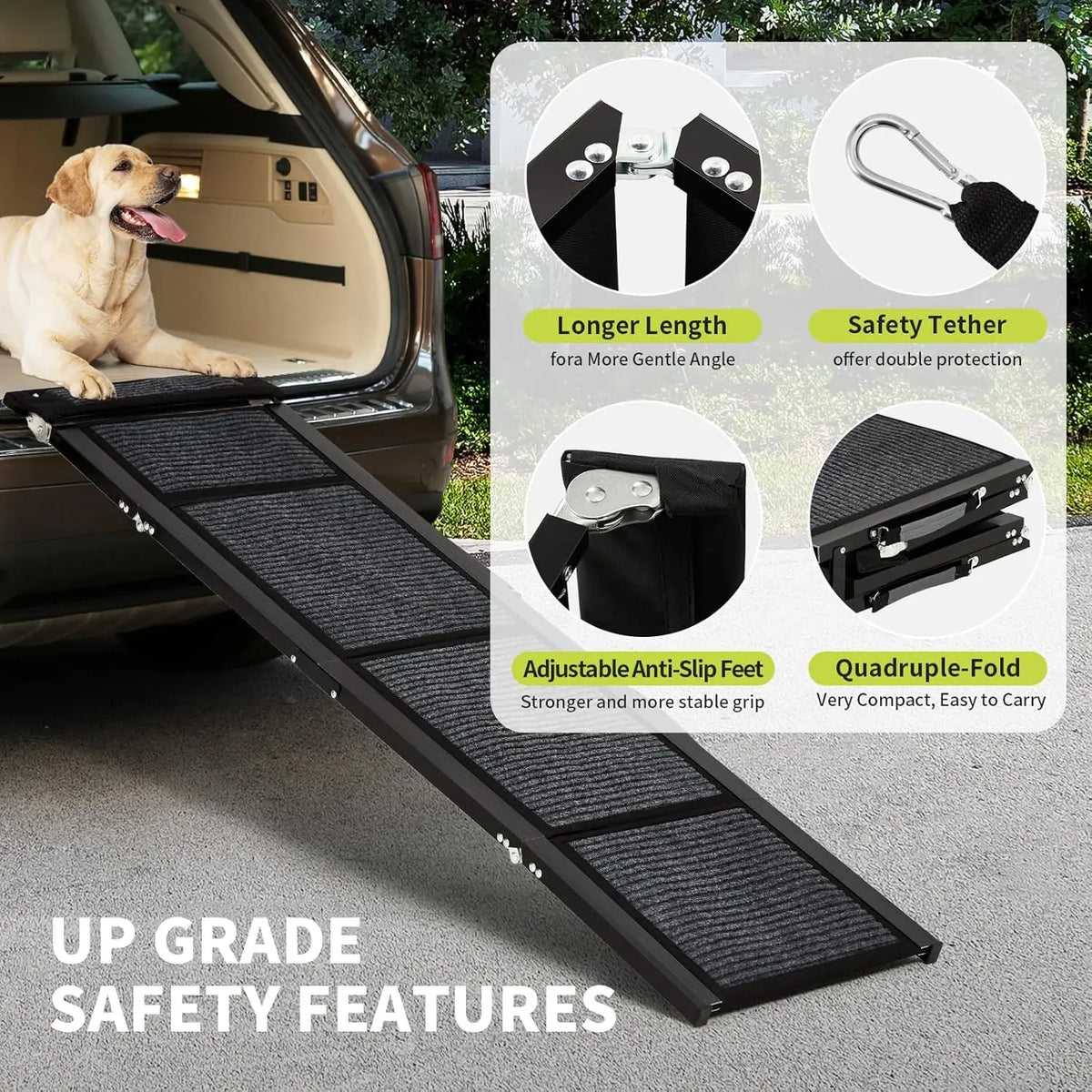 HiMISS Folding Dog Car Ramp With Non Slip Surface Portable
