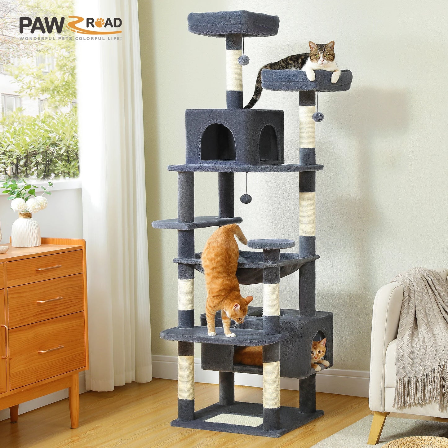 PAWZ Road Cat Tree Indoor Tower With Durable Sisal Posts