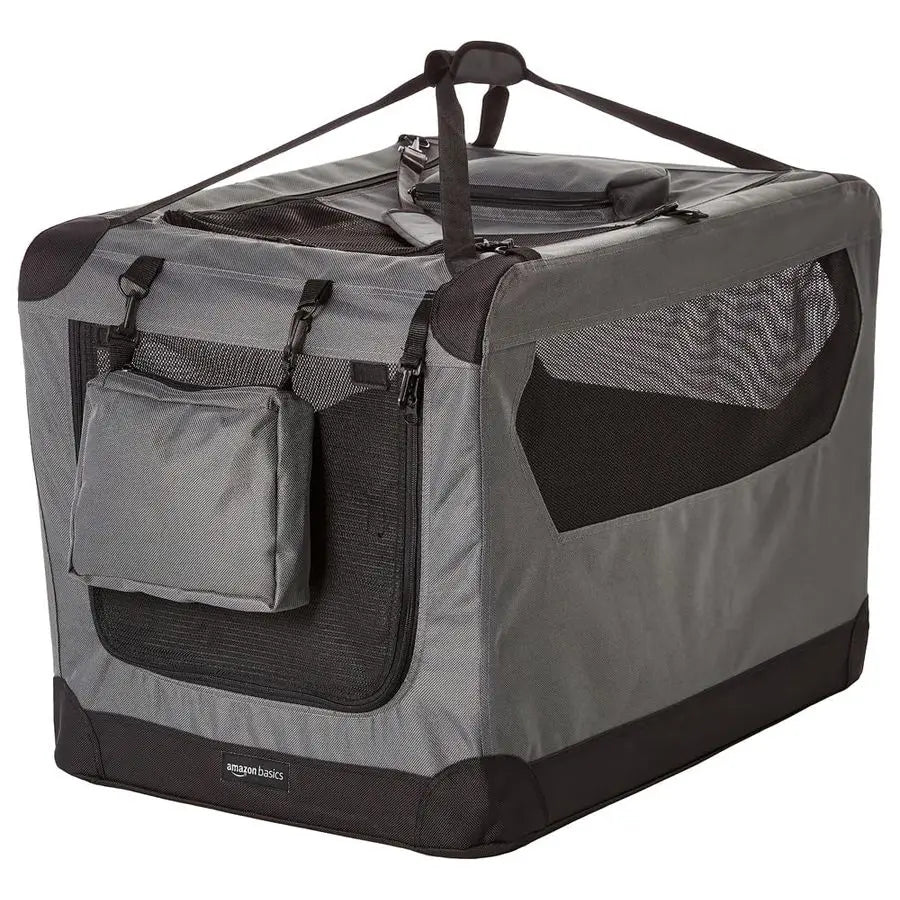 Soft Sided Folding Dog Crate Carrier With Fleece Pad