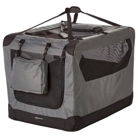 Soft Sided Folding Dog Crate Carrier With Fleece Pad