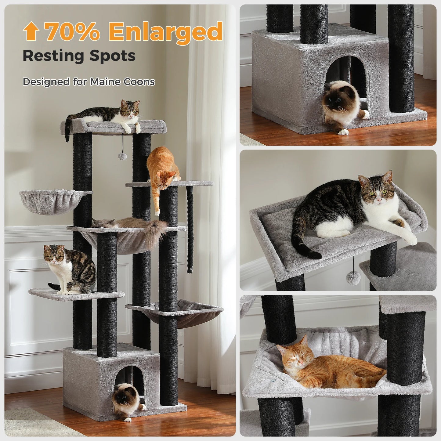 PAWZ Road Cat Tree Tower With Multiple Levels And Hammock