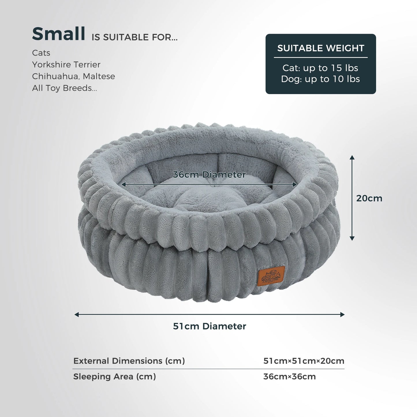 PAWZ Road Dog Bed Cozy Round Washable Anti Slip Bottom