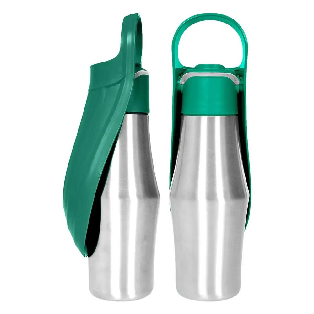 Stainless Steel Dog Water Bottle Two in One Travel Dispenser