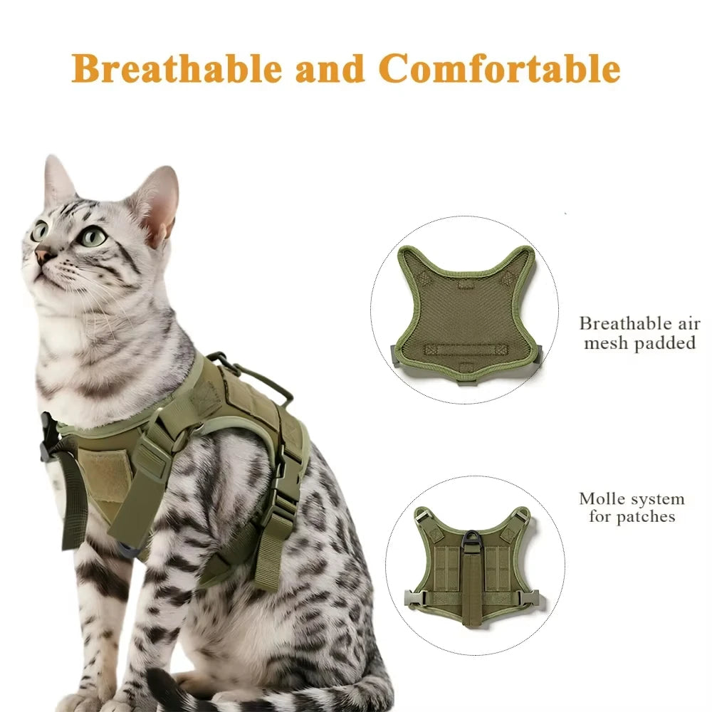 PETRAVEL Tactical Cat Harness Vest And Leash Set