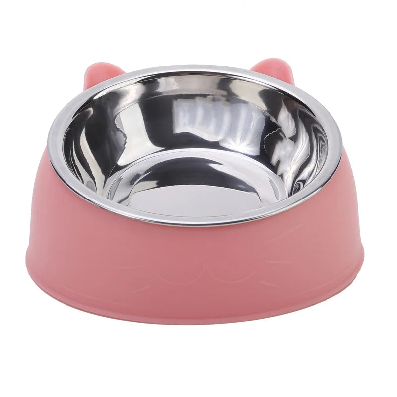Inclined Cat And Dog Feeding Bowls Kitten Puppy Stainless Steel