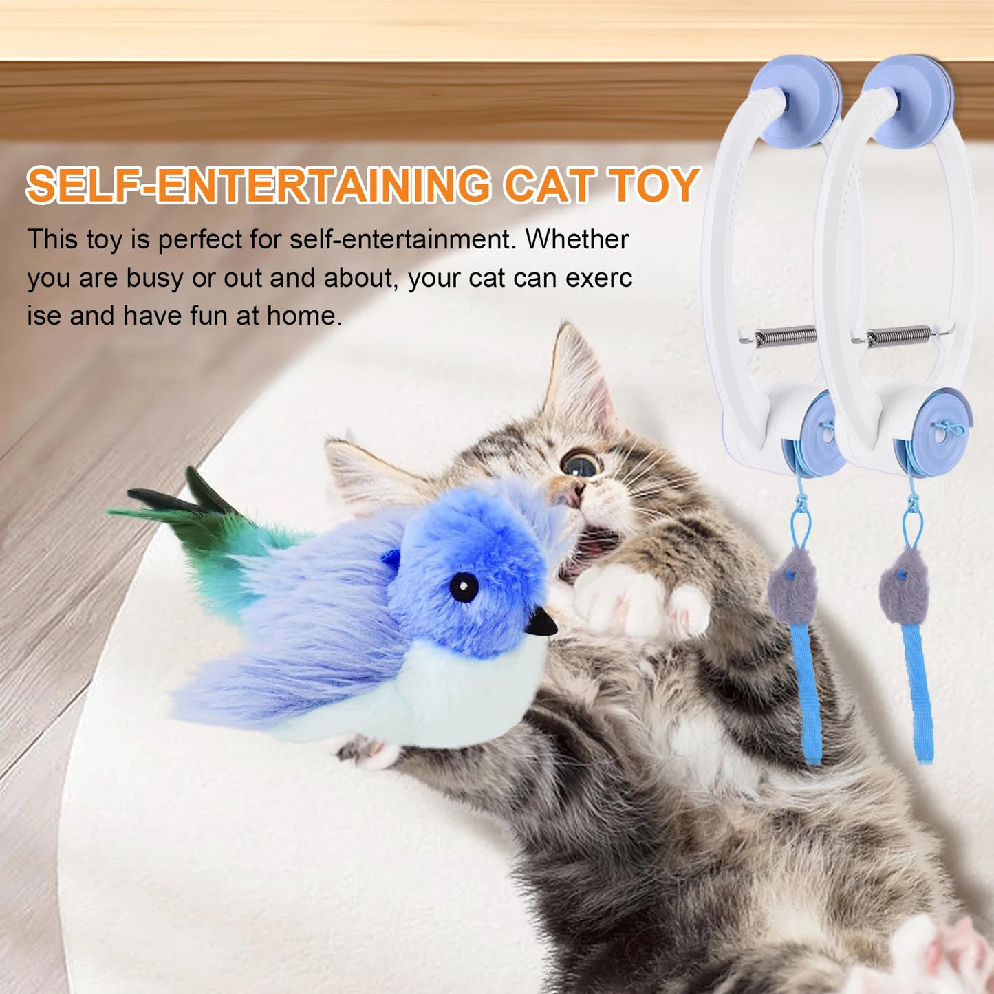 Electronic Teaser Self Play Feather Cat String Toy With Catnip Mice
