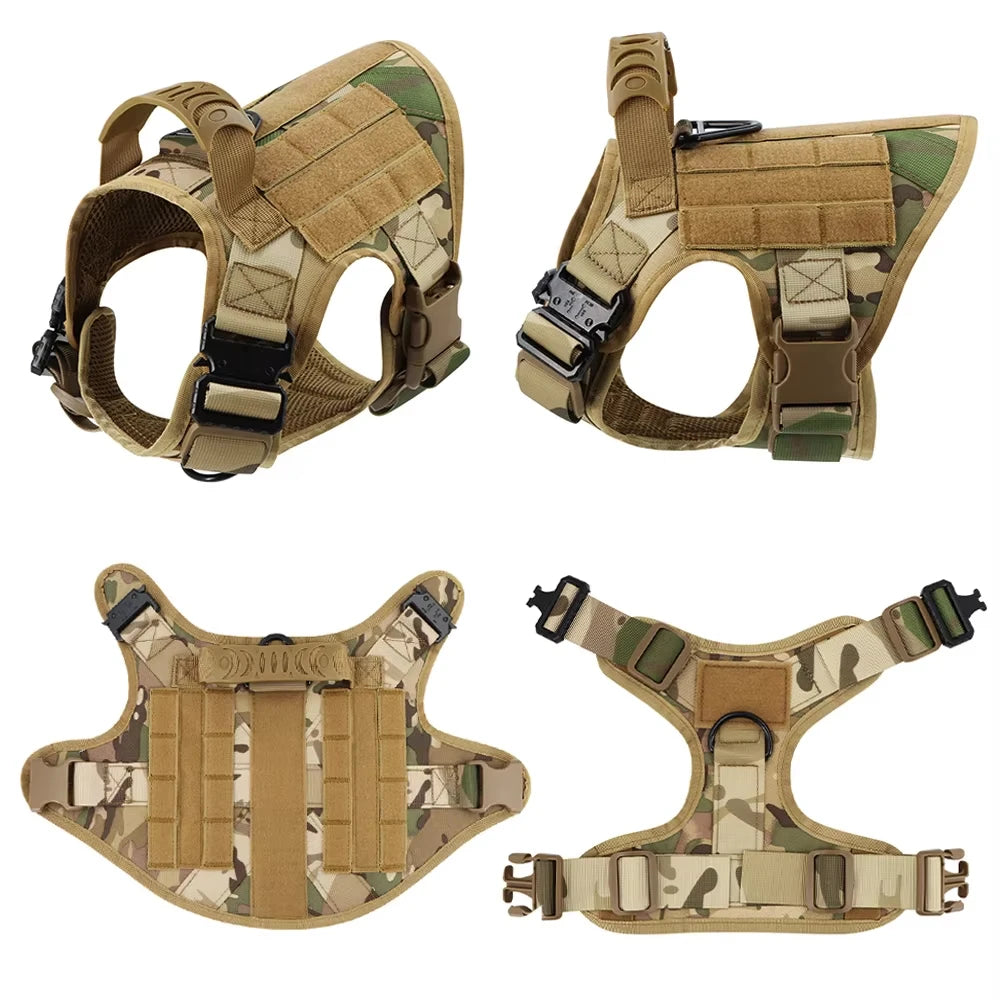 Tactical Military Dog Harness Vest With Leash And Training Patches