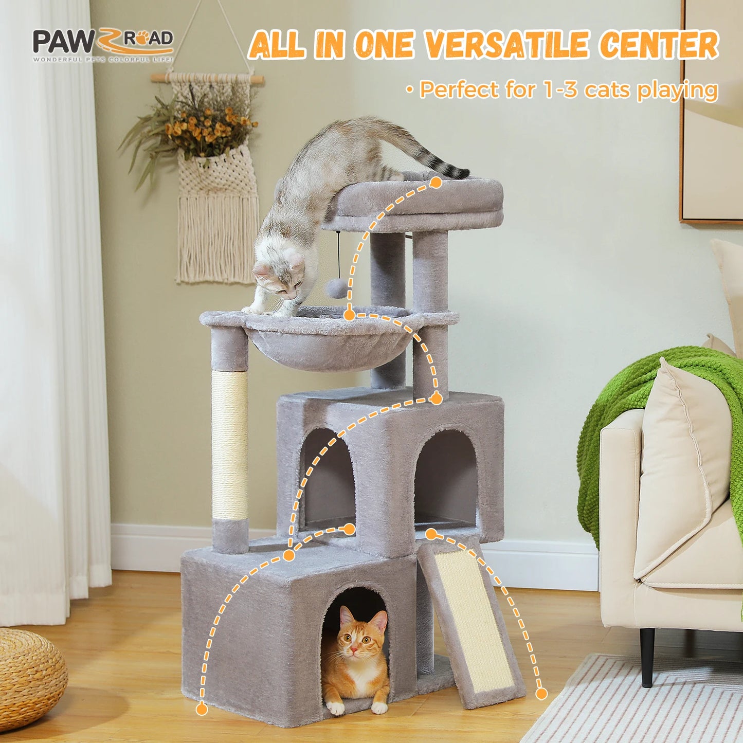 PEQULTICN Large Cat Tree For Indoor Cats Multi Level Tower