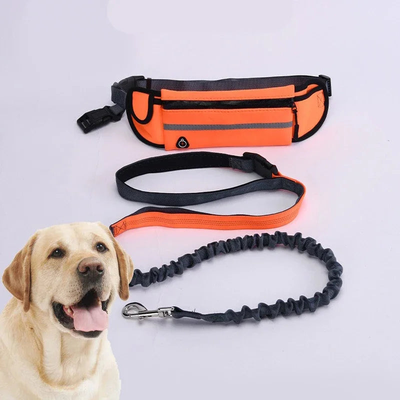 Booteely Hands Free Reflective Retractable Elastic Leash With Waist Bag