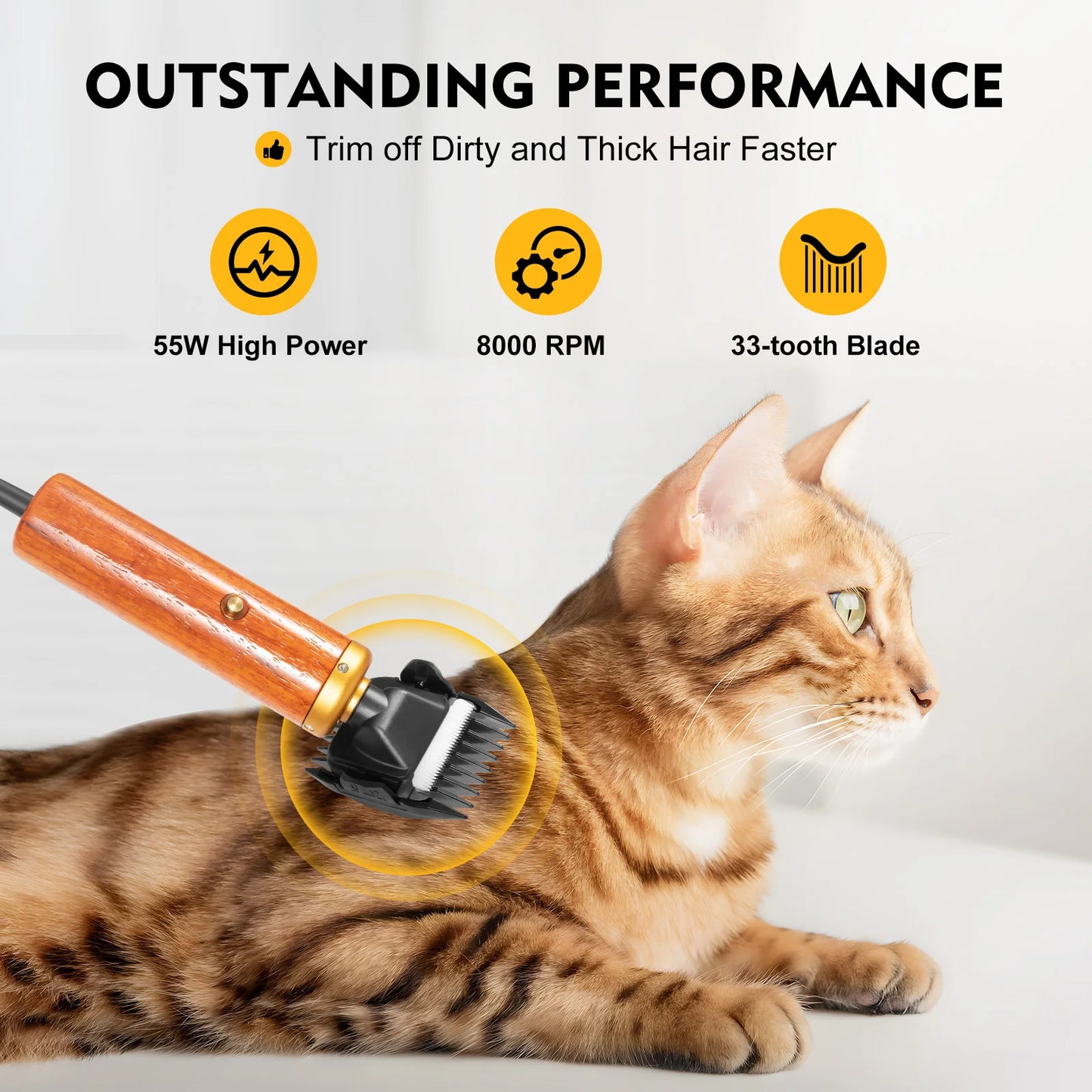 Bymaocar Electric Pet Clipper 55W Professional Corded Animal Shears