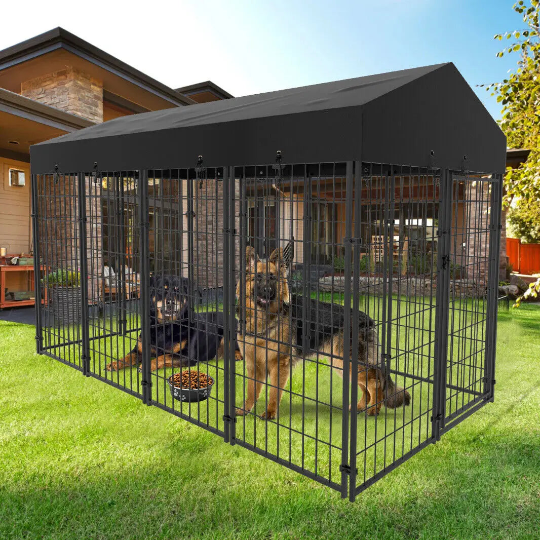 Outdoor Iron Dog Cage Run Enclosure Playpen With Roof