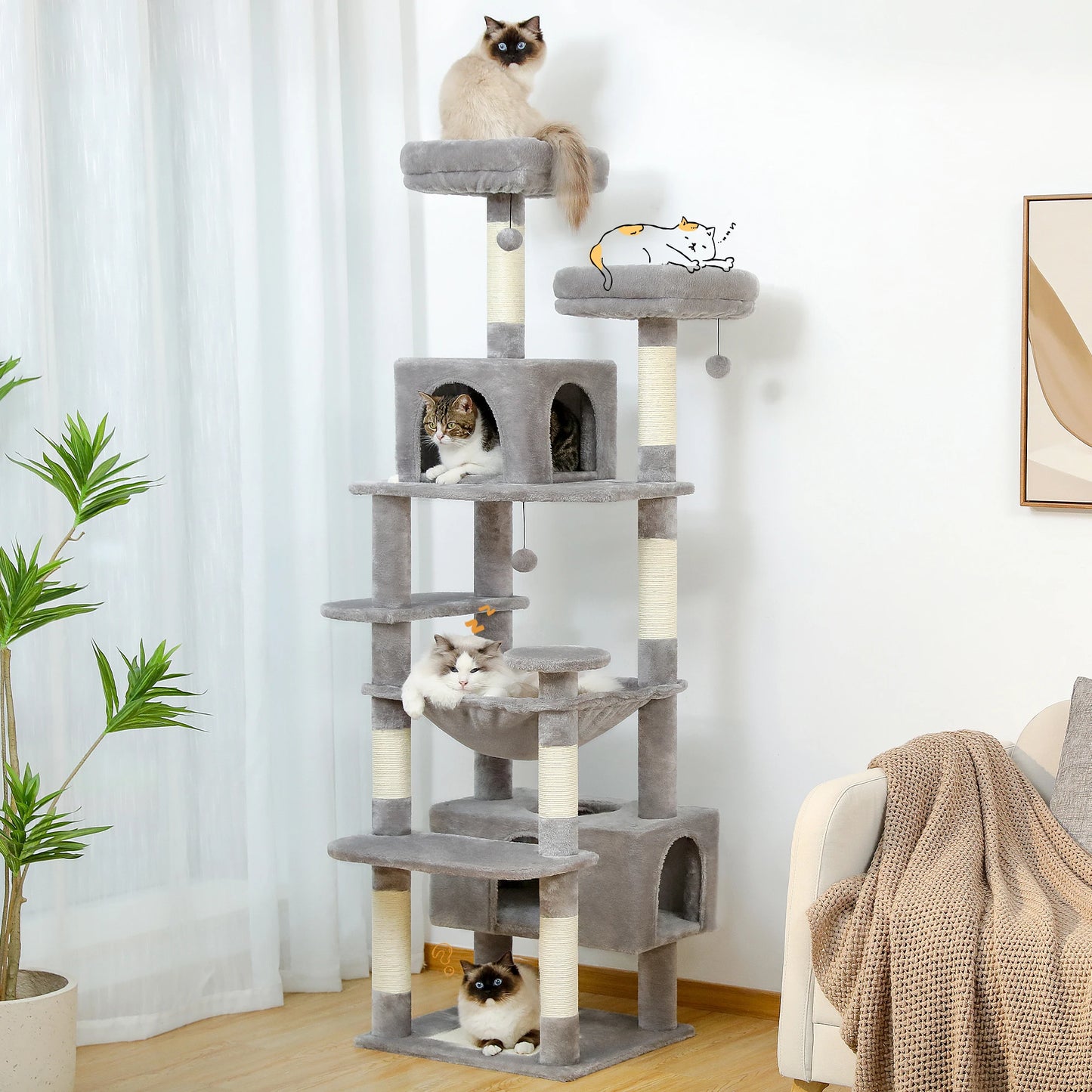 PAWZ Road Cat Tree Indoor Tower With Durable Sisal Posts
