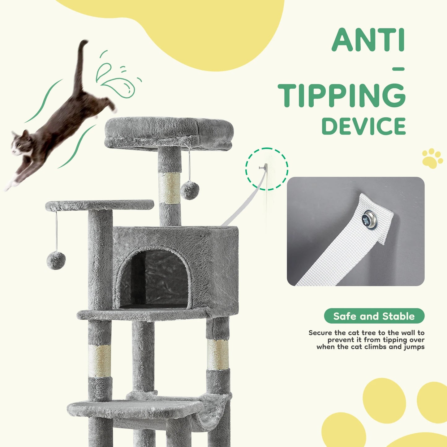 JHK Multi Cat Climbing Cat Tree Tower For Indoor Cats