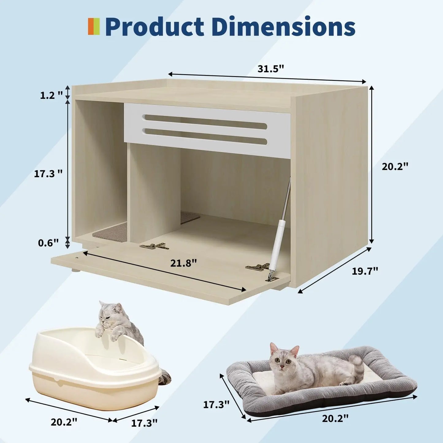 Studyset Cat Litter Box Furniture With Flip Down Door