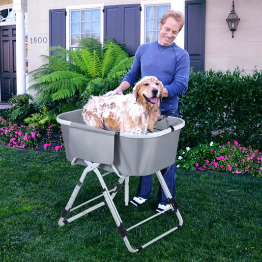 Dog Litter Elevated Foldable Dog Bath Tubs Adjustable Bathing Station
