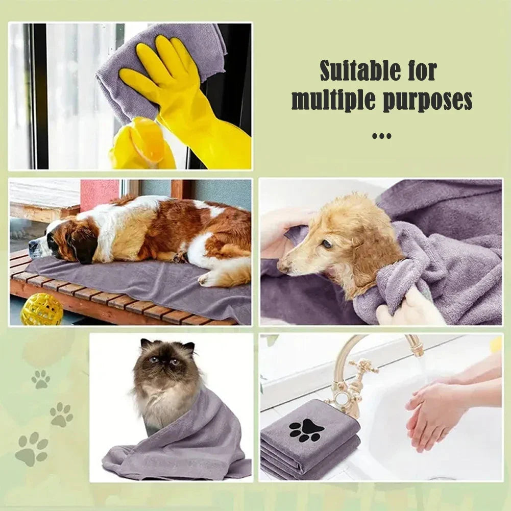Microfiber Pet Bath Towel for Dogs and Cats Grooming