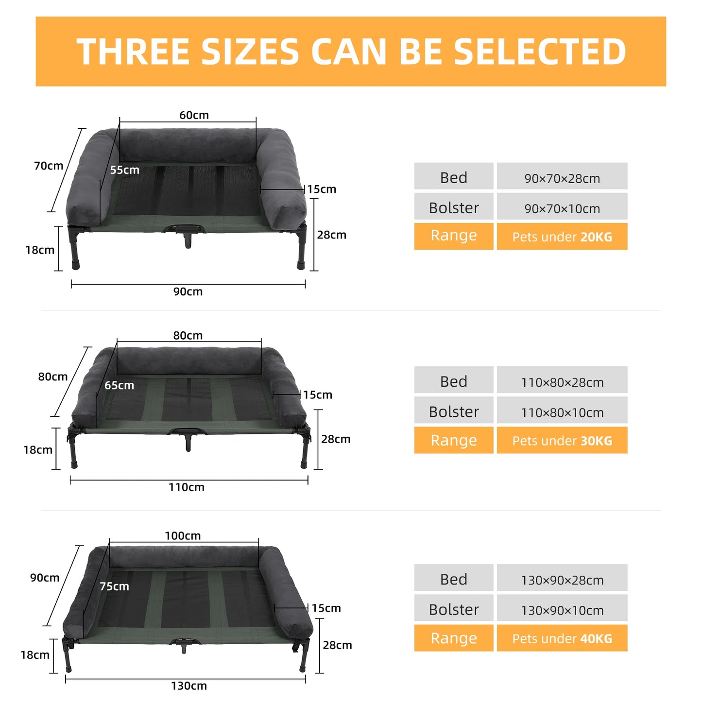 BINGOPAW Elevated Outdoor Indoor Dog Bed Breathable Mesh With Plush Bolster