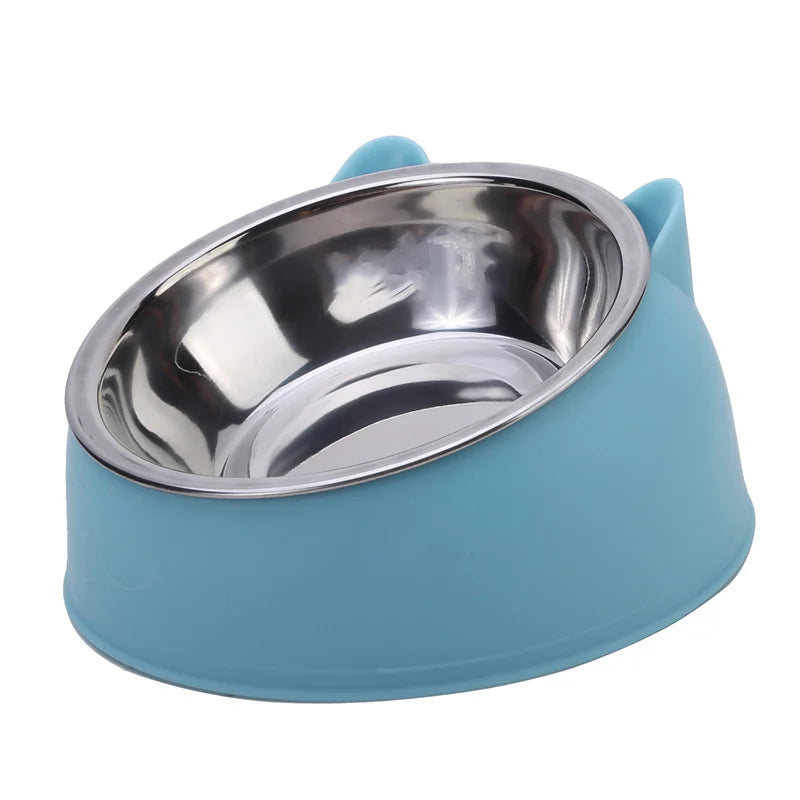 Inclined Cat And Dog Feeding Bowls Kitten Puppy Stainless Steel