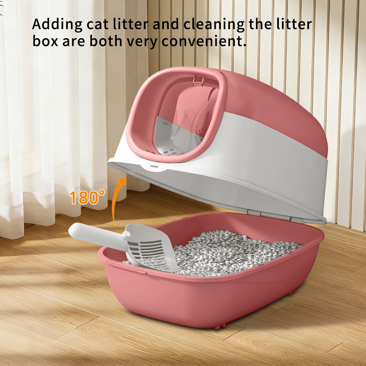 Switchable Open Semi Enclosed Cat Litter Box For Multi Cats