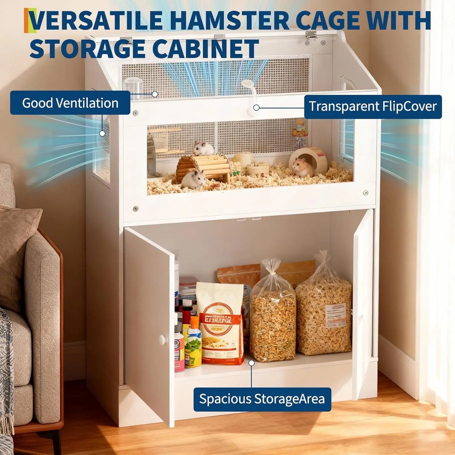 HiMISS Acrylic Animal Cage With Storage Cabinet For Hamster