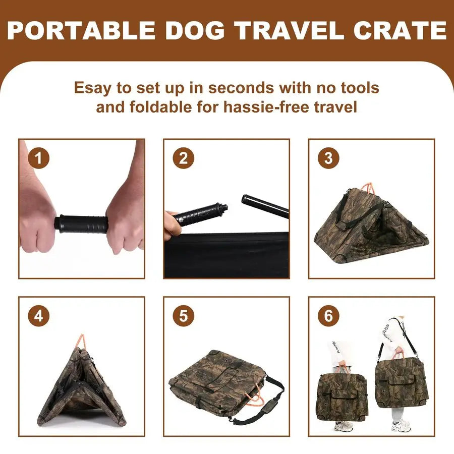 Collapsible Soft Sided Dog Crate Travel Carrier Camouflage Kennel