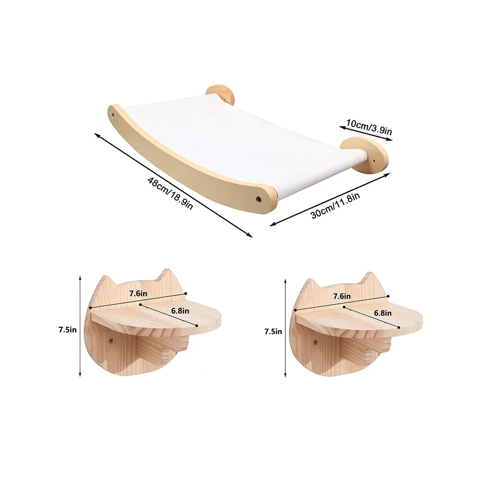 CWV Wall Mounted Cat Hammock Stairway And Sisal Scratching Shelf