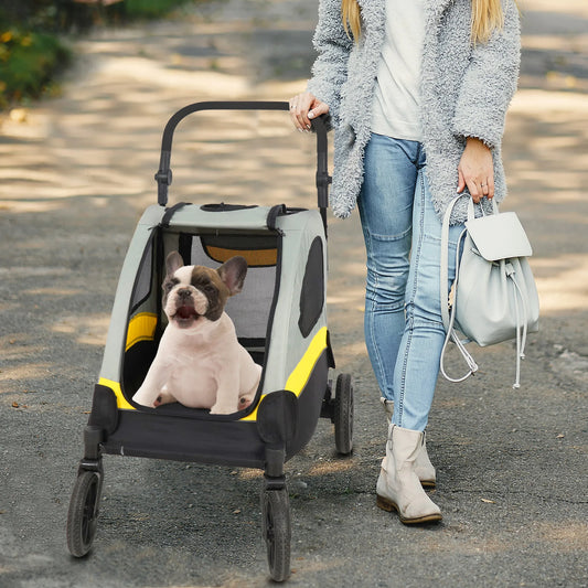 Portable Dog Stroller Jogger Wagon Foldable Cart With 4 Wheels