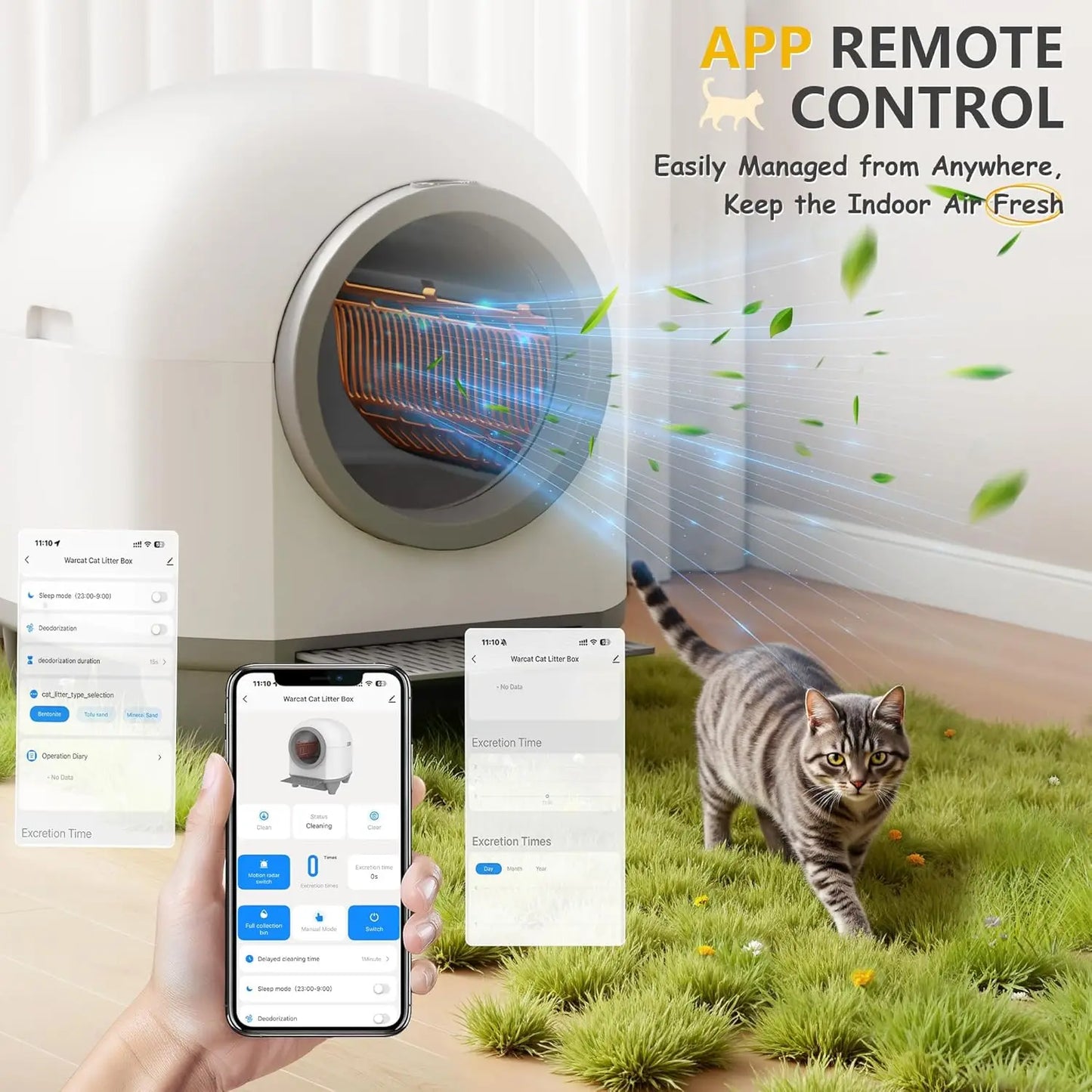 Automatic Self Cleaning Litter Box For Multiple Cats App Controlled