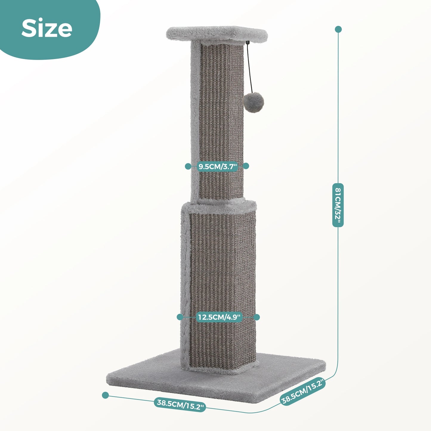 PAWZ Road Cat Scratching Post For Indoor Cats With Sisal Ball