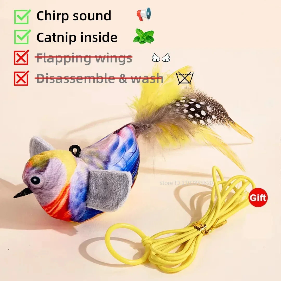 Bird Shaped Cat Toy Rechargeable Chirping Flapping Squeak Plush