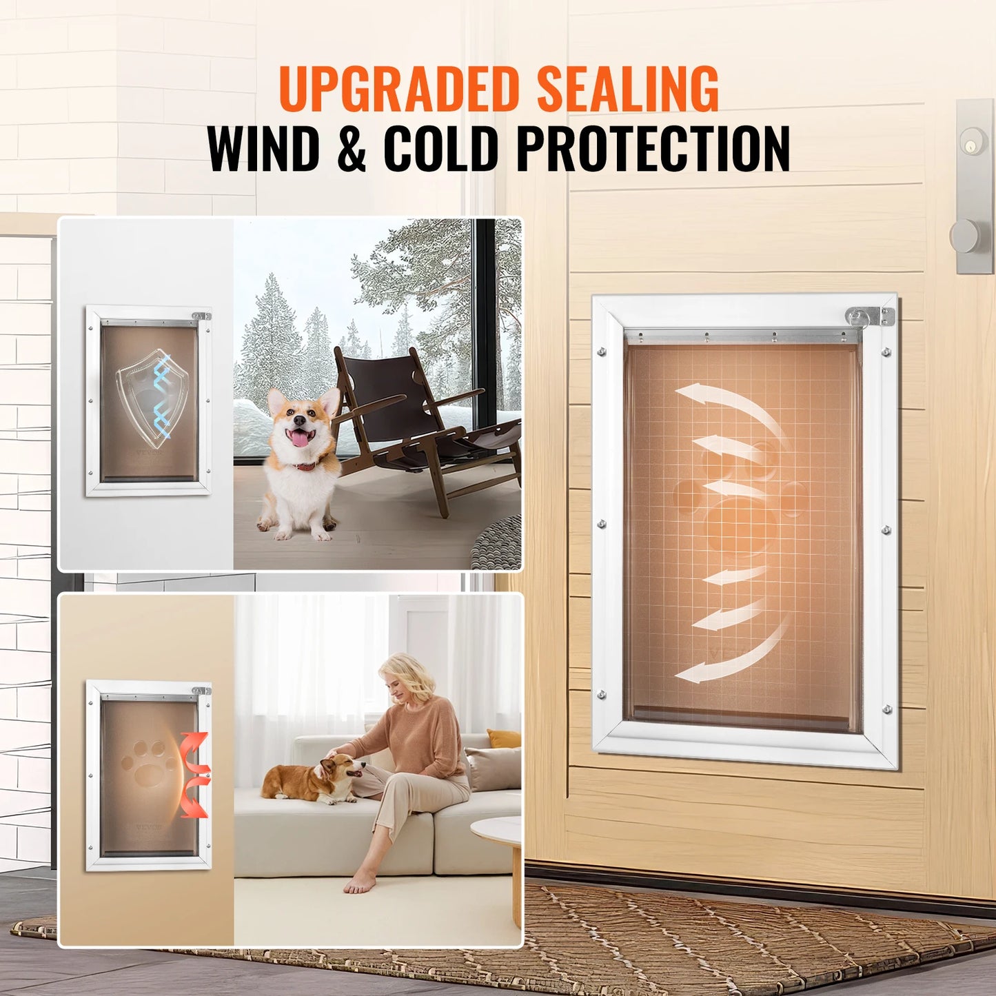Dog Door Aluminum Frame Weatherproof Flap System With Lock