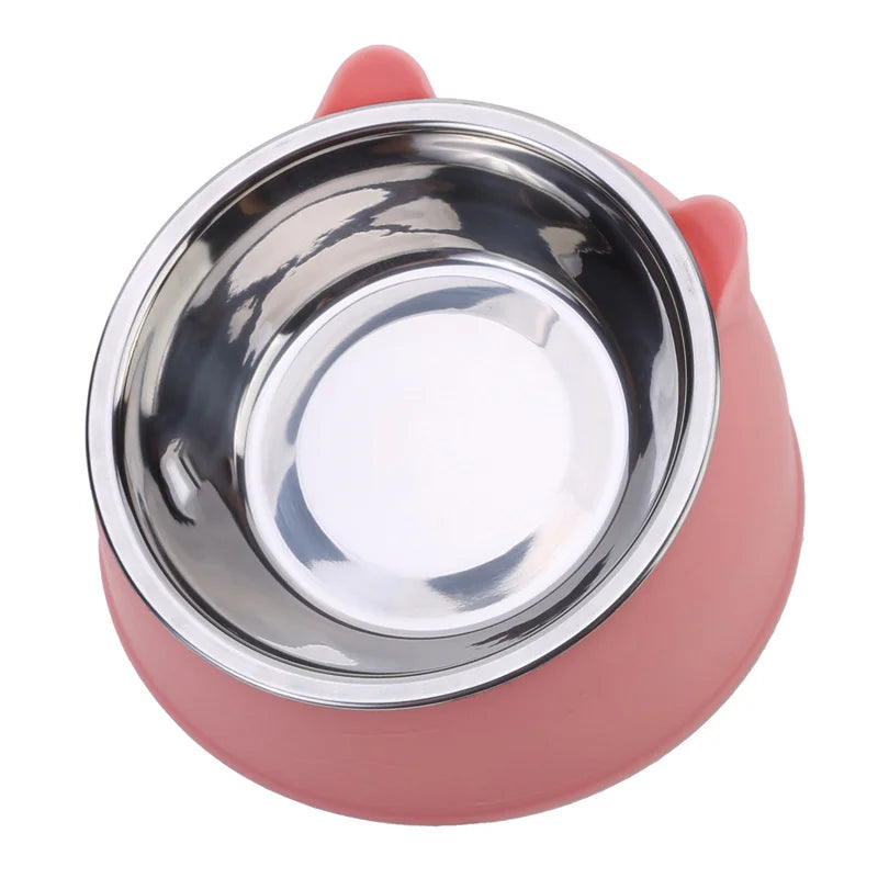 Inclined Cat And Dog Feeding Bowls Kitten Puppy Stainless Steel
