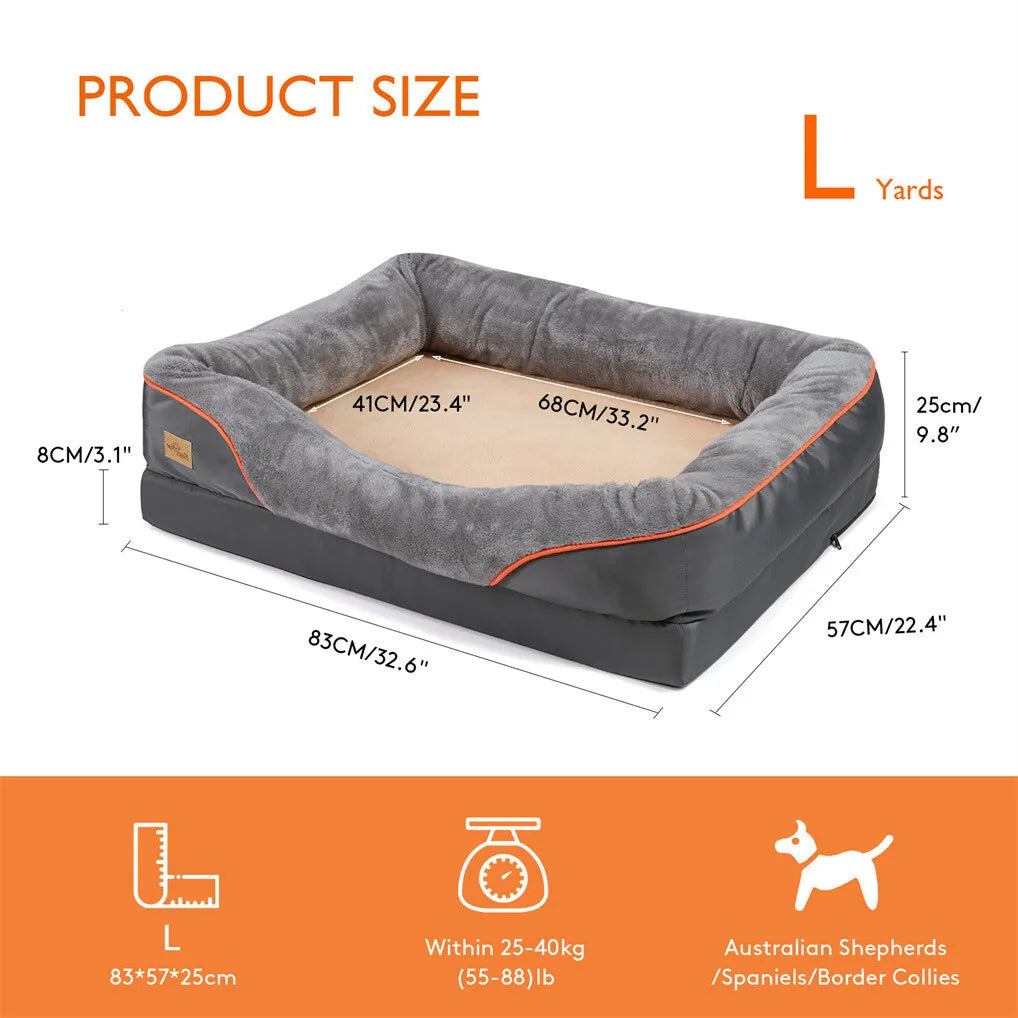 BORWART Orthopedic Memory Foam Dog Bed Sofa Cushion With Removable Cover