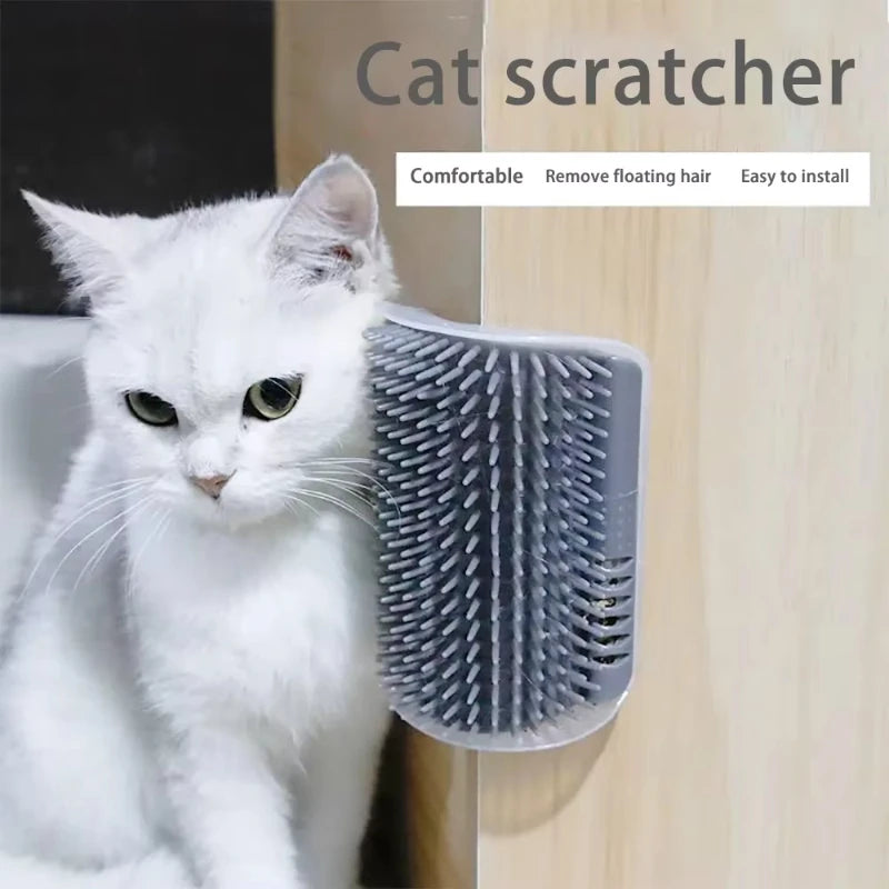 Cat Scratcher Massage Comb Corner Scratching Brush With Catnip Grooming