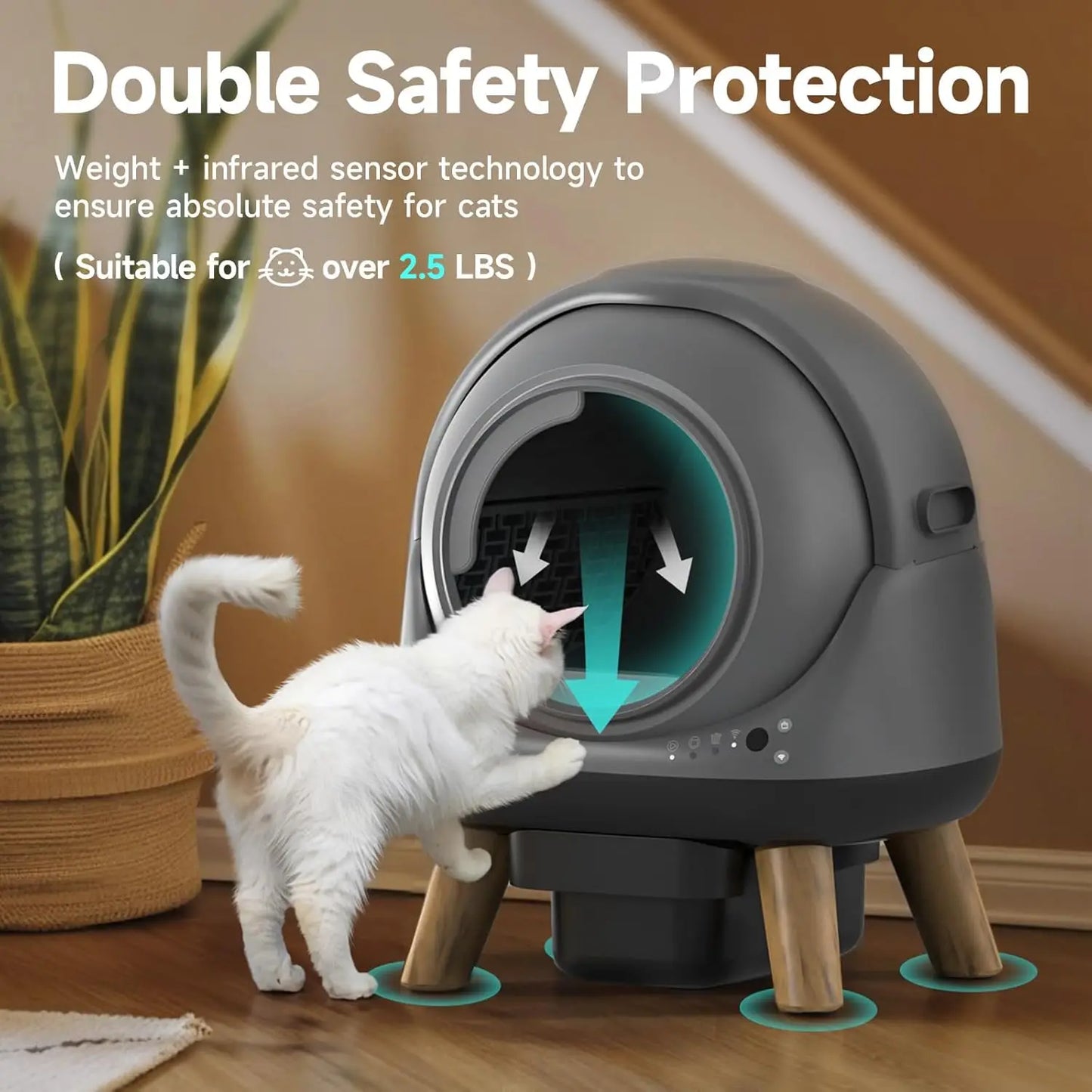 Self Cleaning Automatic Litter Box For Multiple Cats With App