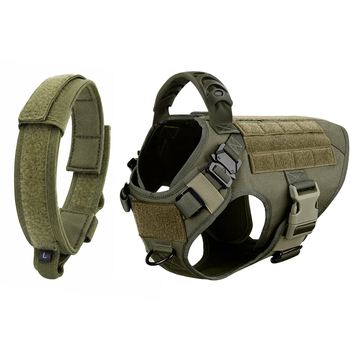PETRAVEL Adjustable Tactical Dog Harness And Collar Set